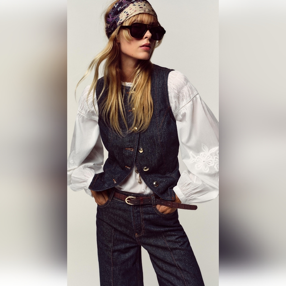 ZARA BLUE Z1975 DENIM VEST 💙💙💙